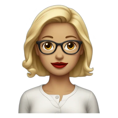 a girl with short ear wearing glasses and red lipstick sticker