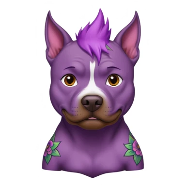very tattoed brown face pitbull dog with purple spiky hair sticker