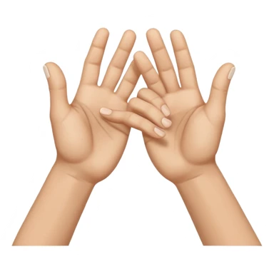 a pair of hands cracking their knuckles, by interlacing fingers, rotating the hands, and extending sticker