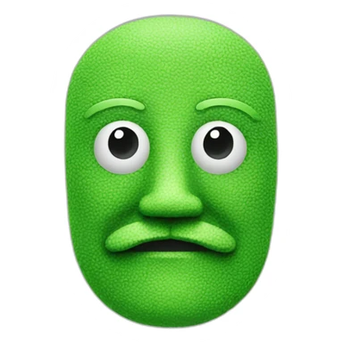 green faced man with scan lines and a moustache sticker