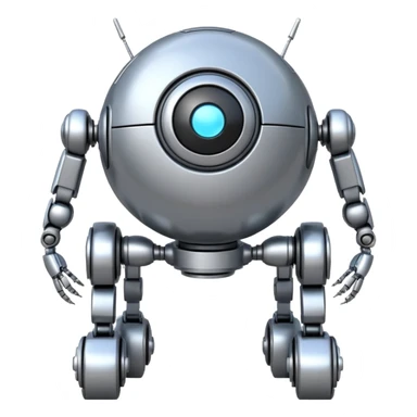 symmetrical 4 legged robot. center sphere with 4 evenly spaced legs. 1 leg extends from each side at sphere's equator sticker