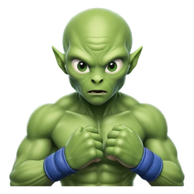 alien MMA fighter portrait, head and shoulders only, green skin, MMA gloves, focused intense expression, muscular alien build, 3D cartoon, mobile game icon style, clean background, no text, no watermark
 sticker