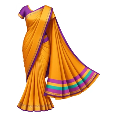A 3D cartoon folded saree with matching blouse piece beside it, bright fabric texture, soft shadow, Memoji-style realism. sticker