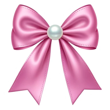 Pink bow with hanging pearl sticker