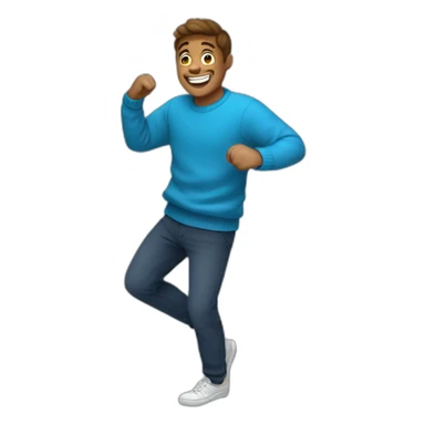 blue sweater with smiling guy full body enjoy slasa dance  sticker
