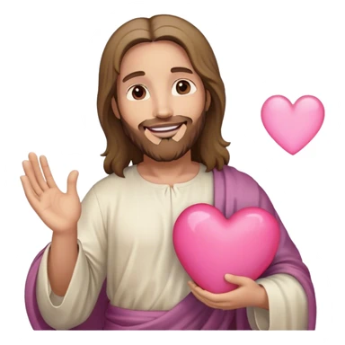 Jesus holding a pink heart and smiling  sticker