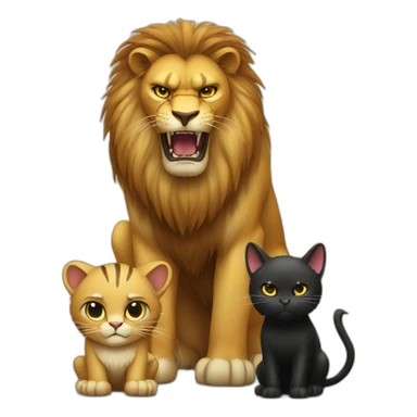 Big Lion and small black cat very angry sticker