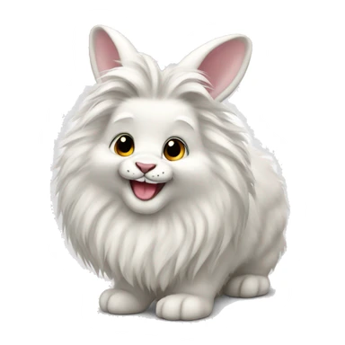 fluffy white lionhead rabbit smiling sticker