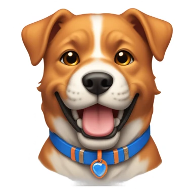 happy cute american stafford with simple blue collar with orange pendant from half side perspective sticker