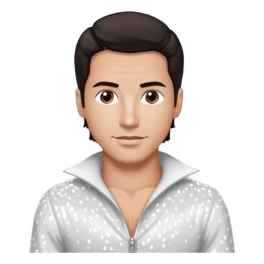 Danny Wood from NKOTB with dark brown hair, white sequin outfit sticker