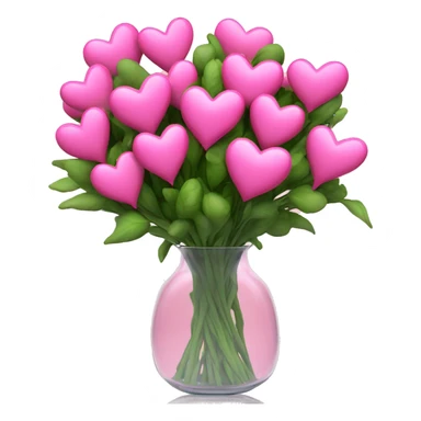 10000000 huge pink hearts on stems in a clear glass vase sticker