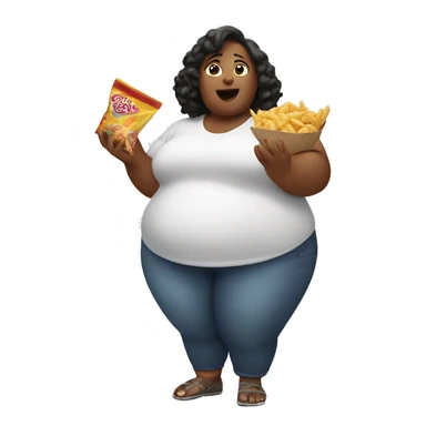 Fat woman reaching for snacks sticker
