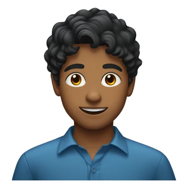 create sri lankan 14 year old boy with wavy flat black hair and a blue shirt sticker