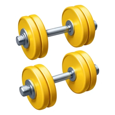 Generate a high-quality emoji of a yellow dumbbell, realistic color and shading, smooth gradient colors, no facial features, no brand markings, simple white background, high-resolution.
 sticker