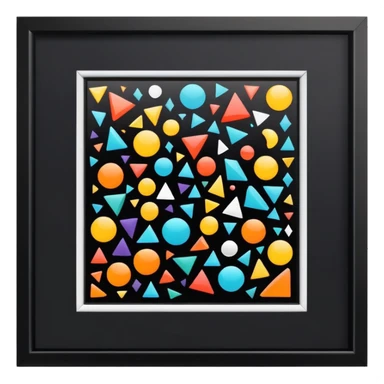 framed digital artwork with abstract vector shapes inside sticker