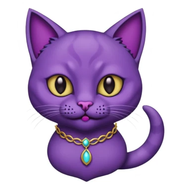 Scary purple cat fully black eye and with mouth a moon Nekless sticker