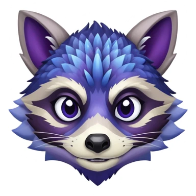 Raccoon dragon hybrid face forward with wings fully body dark purple and blue sticker
