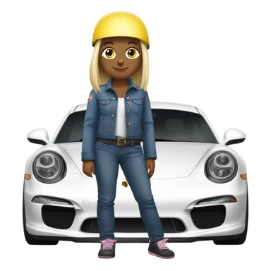 girl with helmet and car Porsche 911 sticker