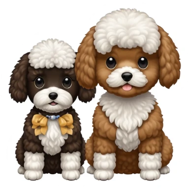 2 dogs. One is a mini poodle brown and the other one is a shitzu black with minimal white. sticker