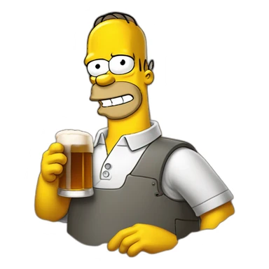 Homer Simpson qui bois une bière sticker