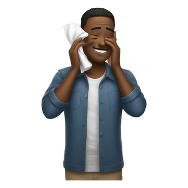 smiling while wiping away tears sticker