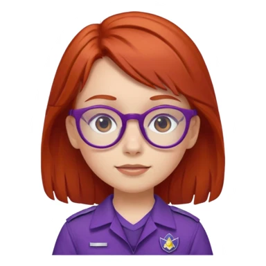 red haired scout kid with purple uniform and glassess girl sticker
