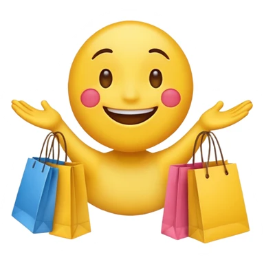 HAPPY EMOJI WITH SHOPPING BAGS IN EACH HAND sticker