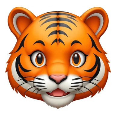 trolling tiger face with mischievous grin for Twitch emote sticker