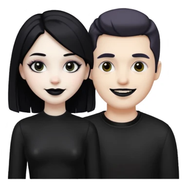 a goth girl standing behind a white guy sticker