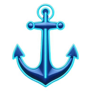 A neon futuristic cyberpunk anchor outline, that would be made of neon tubing on a sign sticker