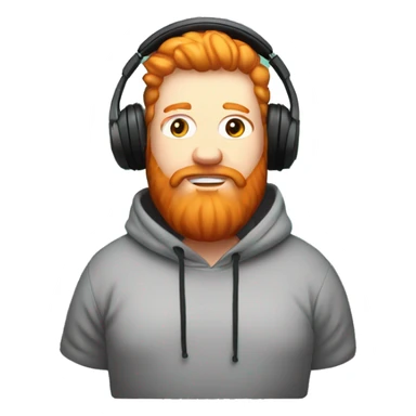 Fat ginger with full beard American twitch streamer with hoodie over his head and headphones sticker