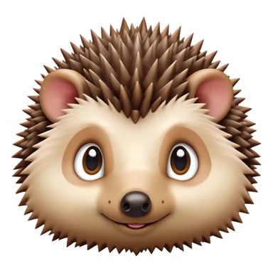 Cinematic Cute Hedgehog Portrait Emoji, Head tilted playfully and inquisitively, featuring a fluffy, spiky brown Fur with an irresistibly cute, round face and tiny ears, round, sparkling eyes filled with curious wonder, Simplified yet irresistibly adorable features, highly detailed, glowing with a warm, friendly glow, high shine, affectionate and quirky, stylized with a touch of woodland whimsy, bright and endearing, soft glowing outline, capturing the essence of a mischievous yet loving hedgehog, so playful it feels like it could roll out of the screen and into your arms! sticker