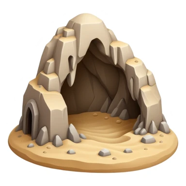 generate realistic detailed cave in 3d style with sand  sticker