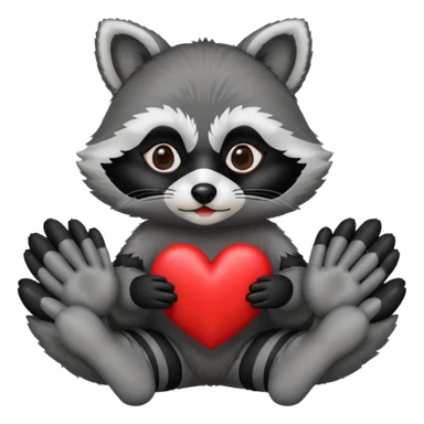 raccoon with heart hands sticker
