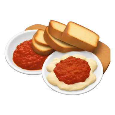 Bread slices, tomato sauce and cheese ball on the side sticker