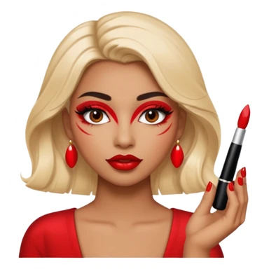 emoji of a makeup ish people with plump lips and mascara and nails sticker