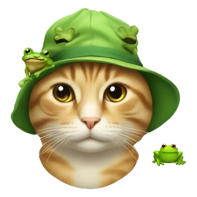 Cat with a frog hat sticker