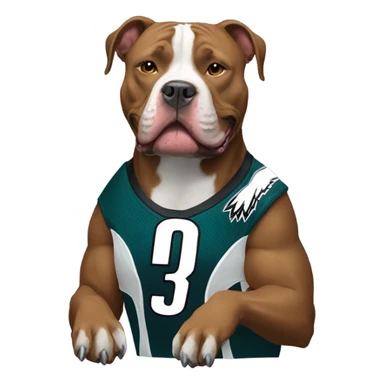 Pitbull dog with eagles jersey sticker