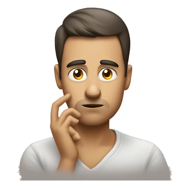 raised eyebrow emoji with hand on face pondering an idea sticker