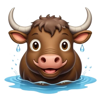 A funny water buffalo in the water  sticker