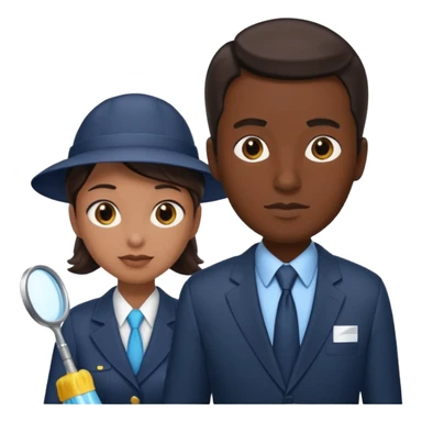 a Detective man is interviewing a cleaning Lady  sticker