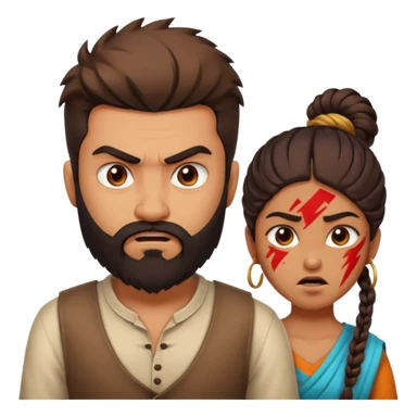 brother and sister fighting modern culture naughty  - indian skin and hairstyle - men beard  sticker