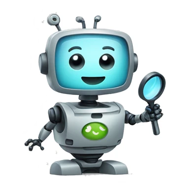 happy Robot with magnifying glass sticker
