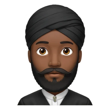 Make me an emoji of a man wearing a black turban and a beard. sticker