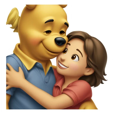 Pretty brunette getting kiss from Winnie the Pooh  sticker