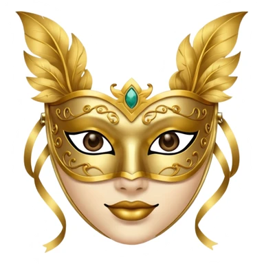 gold masquerade mask with lilia sticker