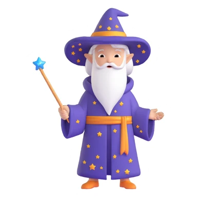 wizard kid with a starry robe and magic wand sticker