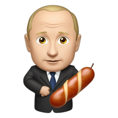 vladimir putin holding a saussage sticker