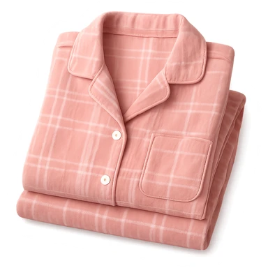 pink flannel pajamas folded neatly, soft and inviting sticker
