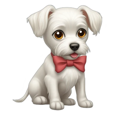 Maltese dog with bow on head and Zwergpinscher sticker